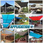 Amgo Custom Size 15' x 15' Black Rectangle Square Sun Shade Sail UPF50+ - Image 4