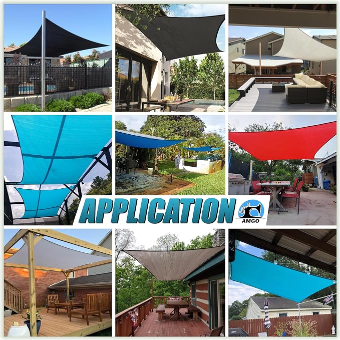 Amgo Custom Size 6' x 17' Sand Beige Rectangle Square Sun Shade Sail UPF50+ - Image 4