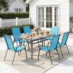 MAMIZO Patio Dining Chairs, Stackable Textilene Chair Set of 6, Sky Blue | - Image 8