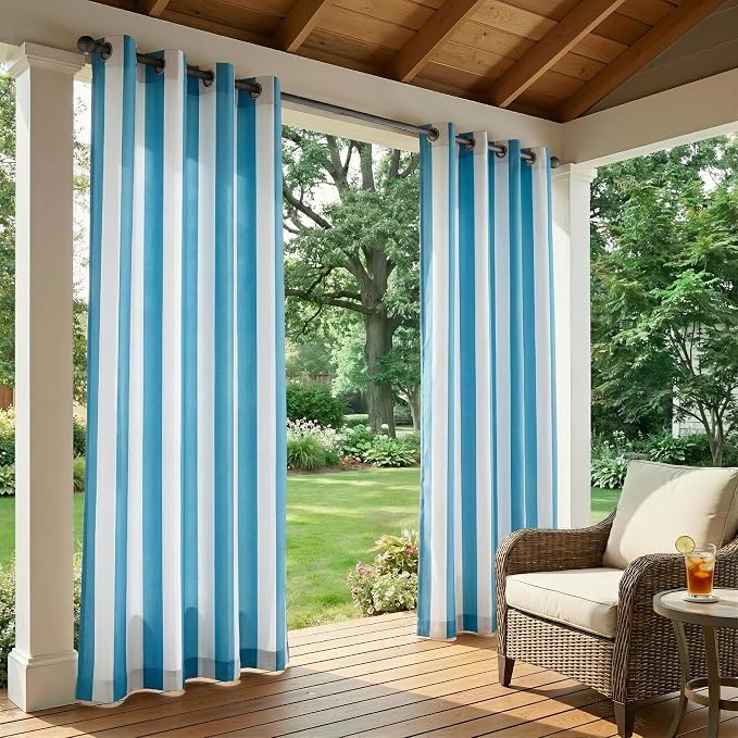 4 Panels Outdoor Stripe Curtains - Image 2