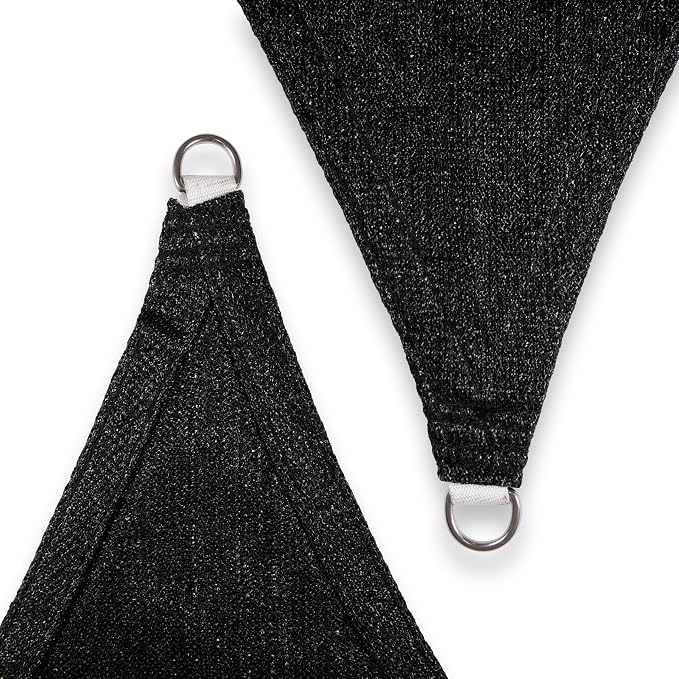 Amgo Custom Size 8' x 11' x 13.6' Black Right Triangle Sun Shade Sail UPF50+ - Image 8