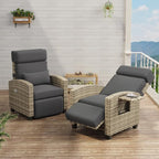 Recliner Chair Wicker, Adjustable Patio Lounge Chair, - Image 5