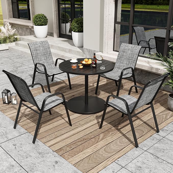 Patio Dining Chairs Set of 6, Outdoor Stackable Dining Chairs - Image 9