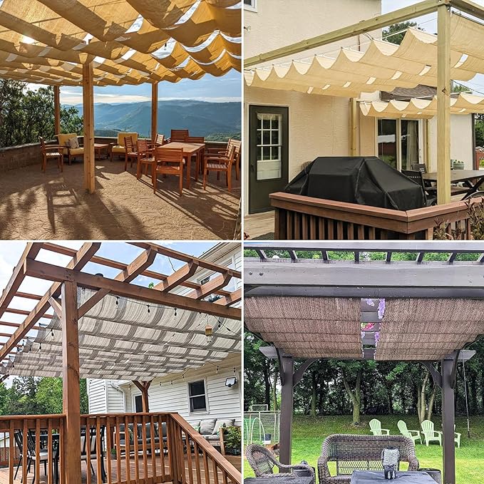 Windscreen4less 4' x 8' Retractable Sun Shade Canopy Cover Sliding Wave Shade - Image 2