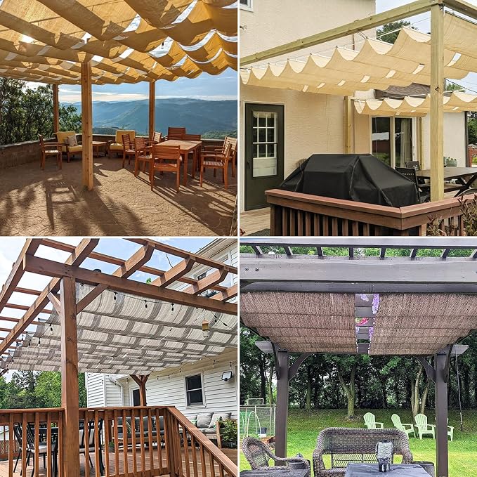 Windscreen4less 3' x 27' Retractable Sun Shade Canopy Cover Sliding Wave Shade - Image 2