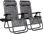 Yaheetech 26" Zero Gravity Recliners Adjustable Set of 2, Cup Holder Trays and by Unknown