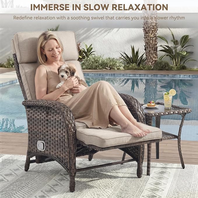 Zero Gravity Wicker Patio Recliner Chairs Set of 2 - Image 4