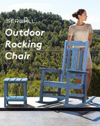 SERWALL Oversized Outdoor Rocking Chair, Patio Rocking Chair, Unique Blue | - Image 7