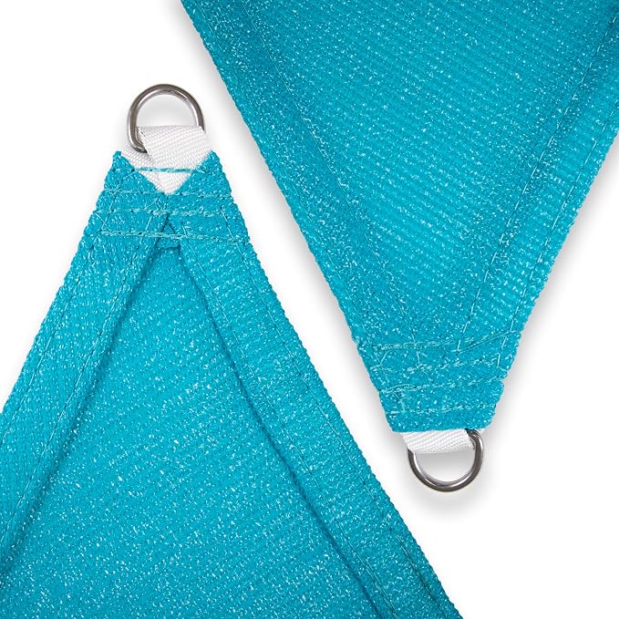 Amgo Custom Size 23' x 24' x 33.2' Turquoise Triangle Sun Shade Sail UPF50+ - Image 8
