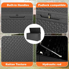 PatioZen 110 Gallon Resin Deck Box, Lockable Patio Outdoor Storage Box - Image 3
