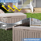 90 Gallon Waterproof Resin Deck Box, UV Resistant Outdoor Storage - Image 2