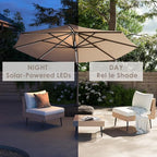 11FT Solar Powered LED Light Cantilever Patio Umbrella - Image 2