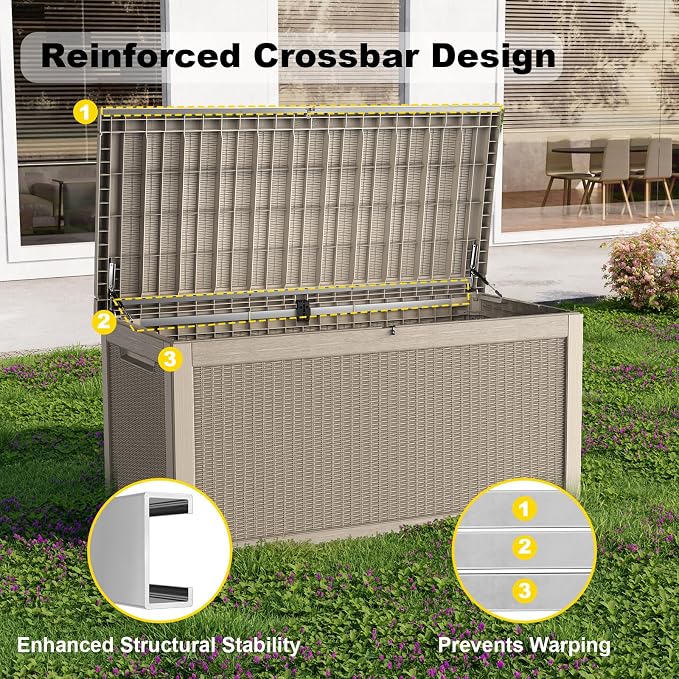 ROJIK Outdoor Storage Housing Deck Box, Waterproof Patio Furniture, Garden Tools - Image 4