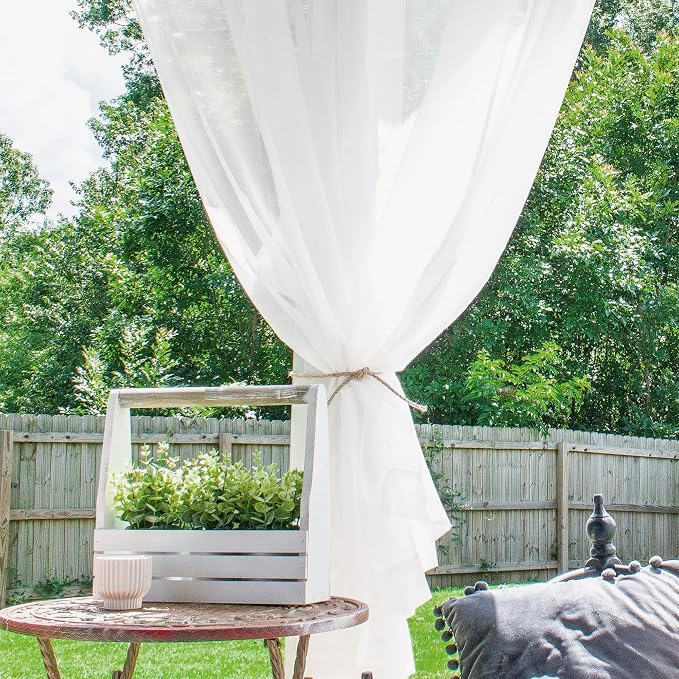 Outdoor Sheer Curtains for Patio Waterproof, 2 Panels Rod Pocket Indoor/Outdoor - Image 4