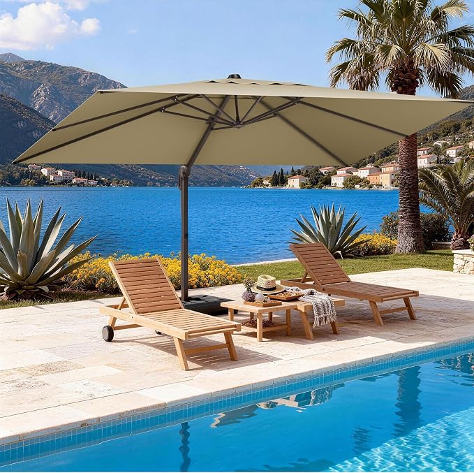 9' X 12' Rectangle Patio Umbrella Cantilever Outdoor Umbrella, 6-Level Tilt & - Image 8