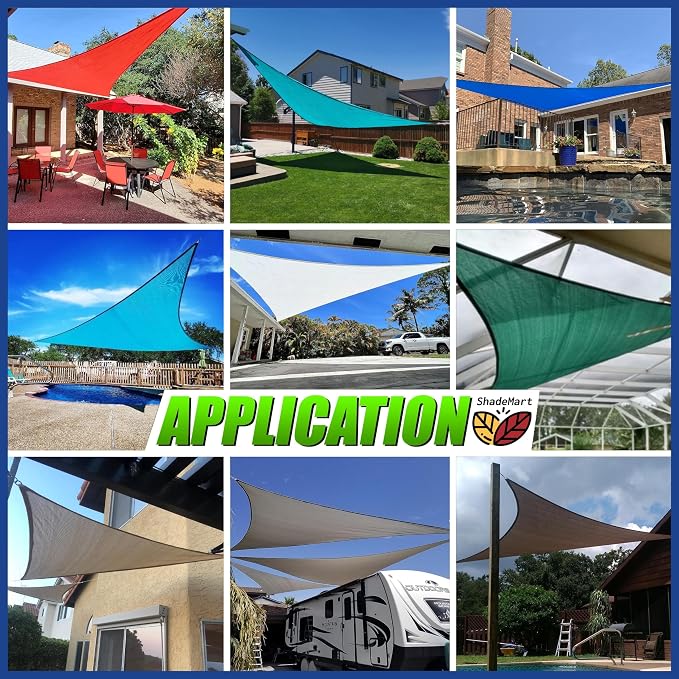 11' x 16' x 19.4' Green Sun Shade Sail UPF50 Right Triangle smTAPT12 Canopy - Image 4