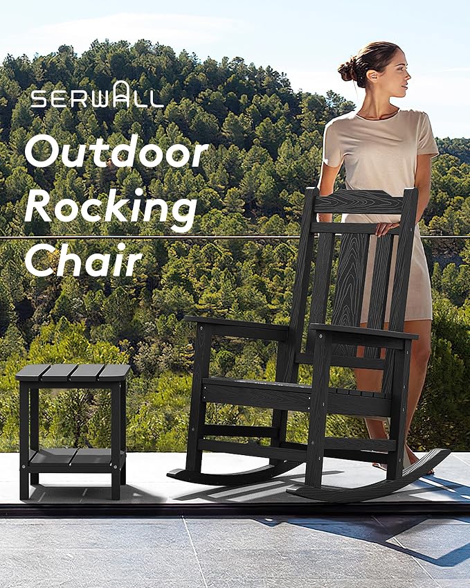 SERWALL HDPE Oversized Outdoor Rocking Chairs Set of 6, Patio Rocker, All - Image 5