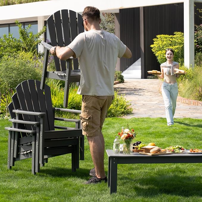 Stackable Adirondack Chairs Set of 2, Compact HDPE - Image 7