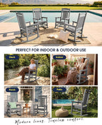 Oversized Outdoor Rocking Chair, Porch Rockers, Unique Gray | - Image 6