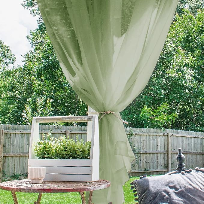 Outdoor Sheer Curtains for Patio Waterproof, 2 Panels Rod Pocket Indoor/Outdoor - Image 4