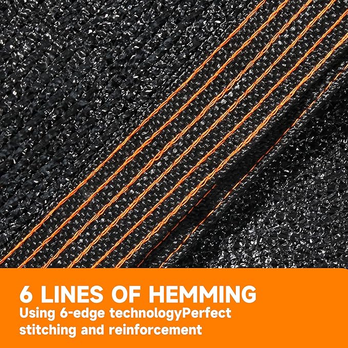 90% Shading Rate 10'x20' Black Shade Cloth, UV Resistant Durable Mesh Tarp - Image 3