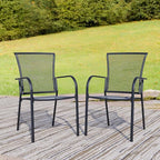 Outdoor Metal Patio Chairs Set of 2, Stackable Iron Mesh Dining Chairs by Unknown