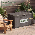 Flamaker Outdoor Storage Box 100 Gallon Waterproof Resin Deck Box | Large - Image 4