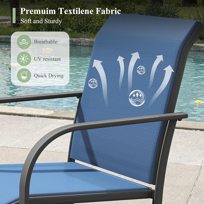 Outdoor Chairs Set of 4, Stackable Patio Dining Chairs - Image 4