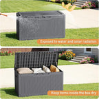 Greesum 100 Gallon Resin Deck Box Large Outdoor Storage Boxes - Image 3