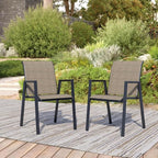 Outdoor Patio Chairs Set of 2, Mocha Stackable Outdoor Chairs, Lightweight by Home