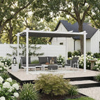 PURPLE LEAF Retractable Pergola 10' x 13' White Pergola, Extra Canopy, anchored - Image 11