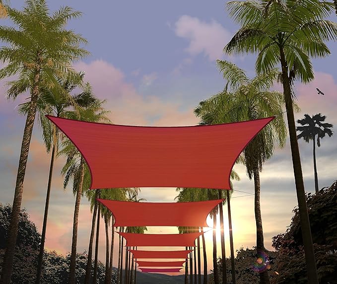 Amgo Custom Size 21' x 22' Red Rectangle Square Sun Shade Sail UPF50+ AGTAPR0810 by Amgo