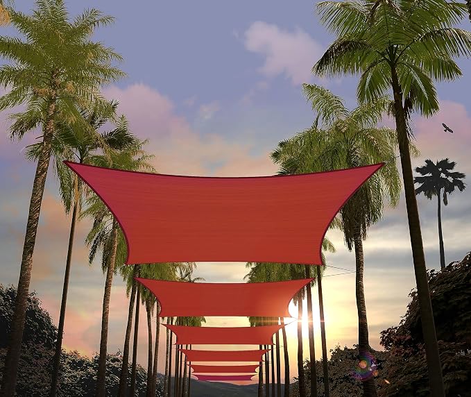 Amgo Custom Size 14' x 14' Red Rectangle Square Sun Shade Sail UPF50+ AGTAPR0810 by Amgo