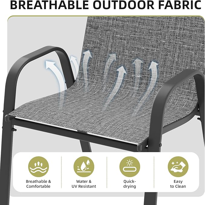Patio Chairs Set of 6, Outdoor Stackable Dining Chairs - Image 6