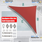 Amgo Custom Size 8' x 11' x 13.6' Red Right Triangle Sun Shade Sail UPF50+ - Image 6