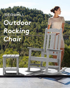 SERWALL Oversized Outdoor Rocking Chair, Patio Rocking Chair, Space Gray | - Image 7