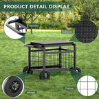 Garden Cart with Seat, 3-in-1 Rolling Seat with Wheels - Image 5