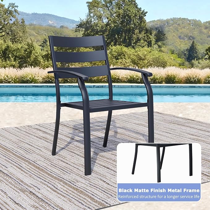 Patio Dining Chairs Set of 2, Wrought Iron Patio Furniture Chairs - Image 3