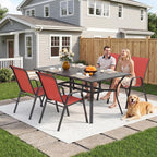 Outdoor Patio Chairs Set of 4 Stackable Dining Chairs All-Weather Textilene - Image 3