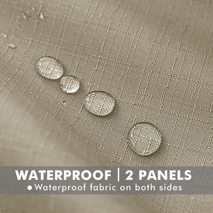 Linen Outdoor Curtains for Patio Waterproof 6 Pcs 54x84 In Taupe | Light - Image 2