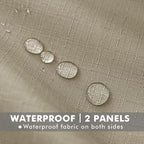 Linen Outdoor Curtains for Patio Waterproof 6 Pcs 54x84 In Taupe | Light - Image 2