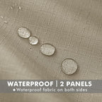 Linen Outdoor Curtains for Patio Waterproof 4 Pcs 110x120 In Taupe | Light - Image 2