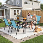 Outdoor Patio Chairs Set of 4 Stackable Dining Chairs All-Weather Textilene - Image 3