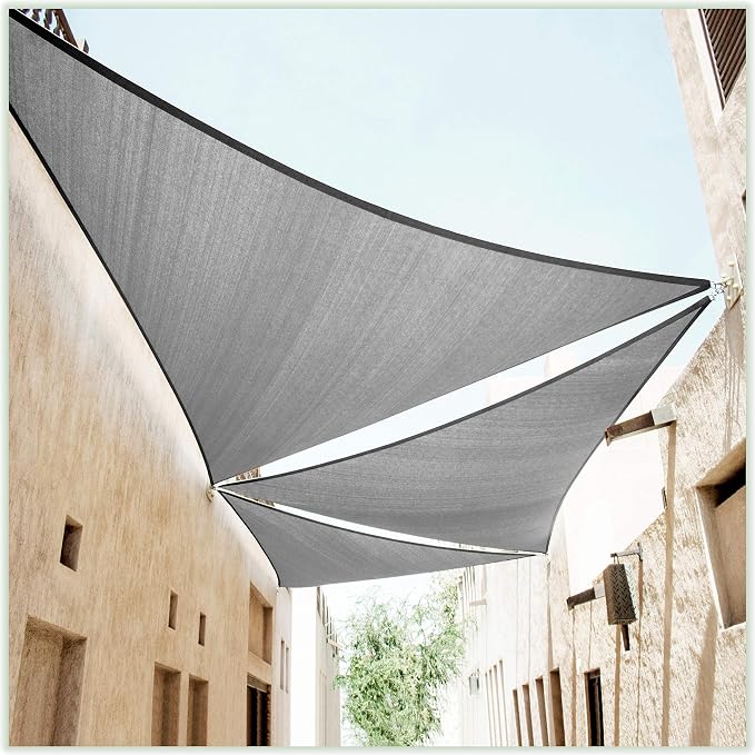 ColourTree 14' x 14' x 19.8' Grey Sun Shade Sail Right Triangle Canopy Mesh by ColourTree