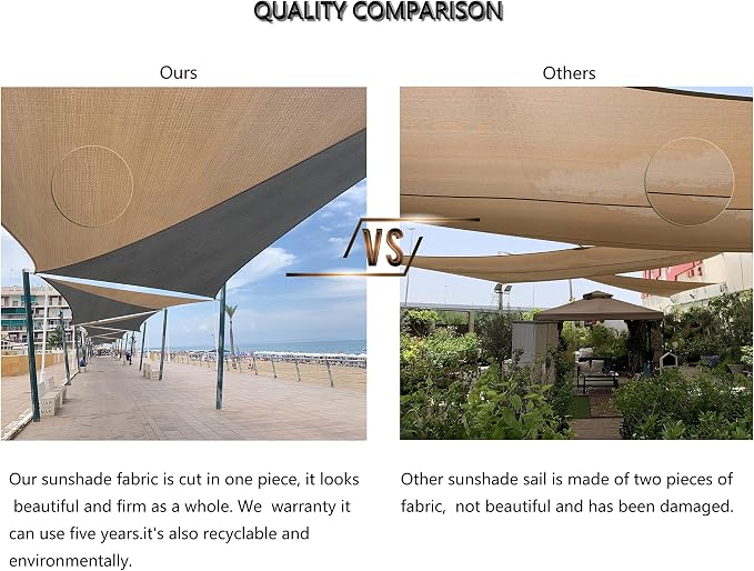 Tronssien Triangle 12'x12'x12' Sun Shade Sail, 95% UV Blockage Canopy Awning - Image 6