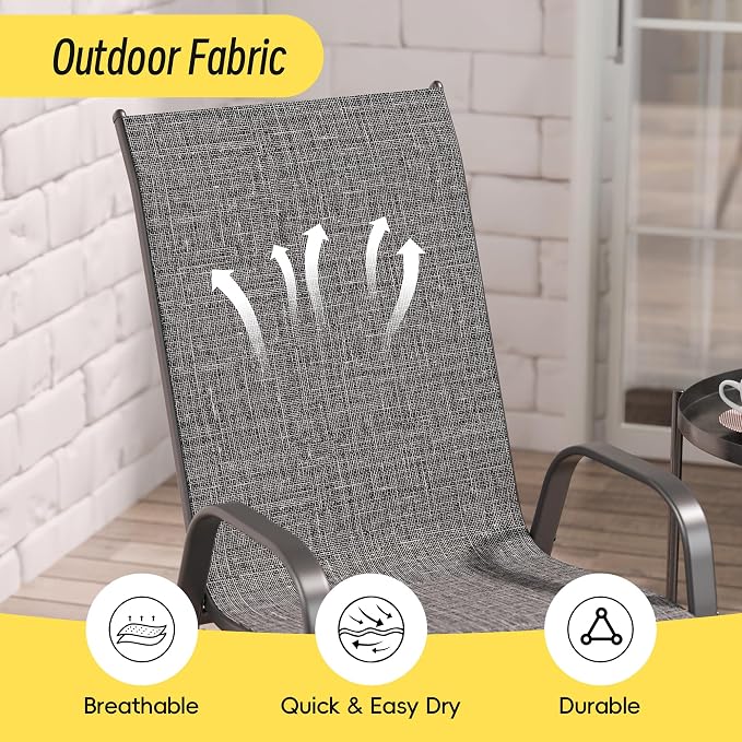 Patio Chairs Set of 4, Stackable Outdoor Dining Chairs Set - Image 7