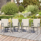 Outdoor Patio Chairs Set of 8, Ivory Beige Stackable Outdoor Chairs, by Home