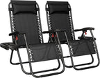 Yaheetech 26" Zero Gravity Recliners Adjustable Set of 2, Dark Black | Outdoor by Unknown