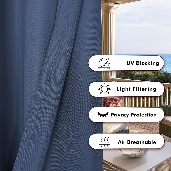 BONZER Outdoor Curtains for Patio Water Resistant Wide | Heavy Privacy Light - Image 4