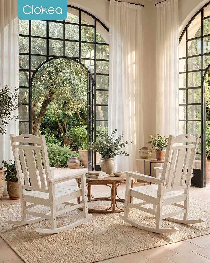 Oversized Outdoor Rocking Chairs Set of 4, 380lbs Heavy-Duty Large Patio Rocker - Image 5